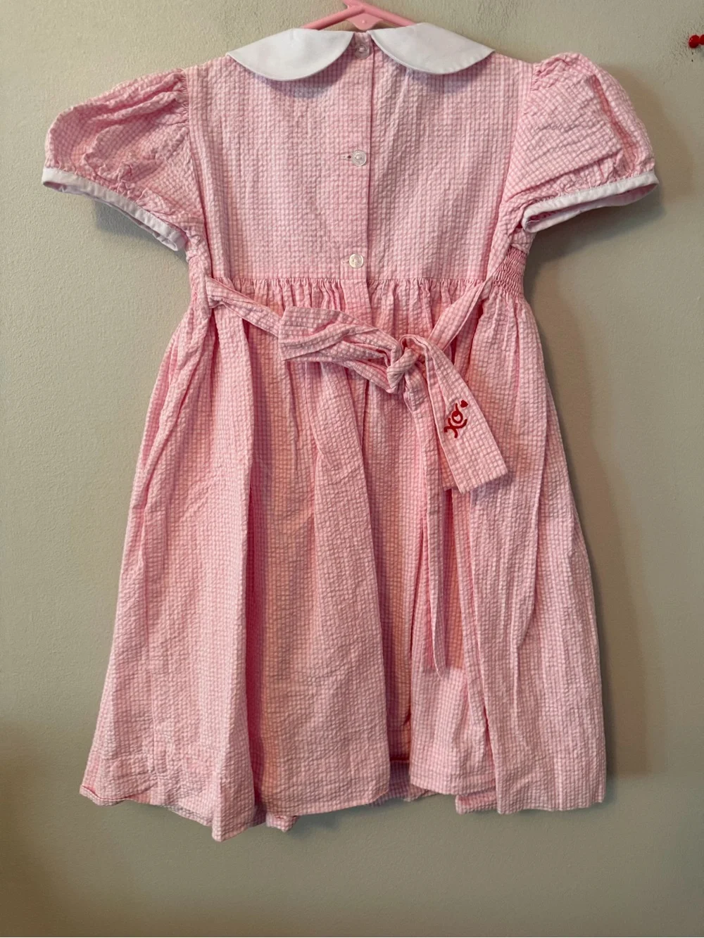 Little English Pink Heart Smocked Dress